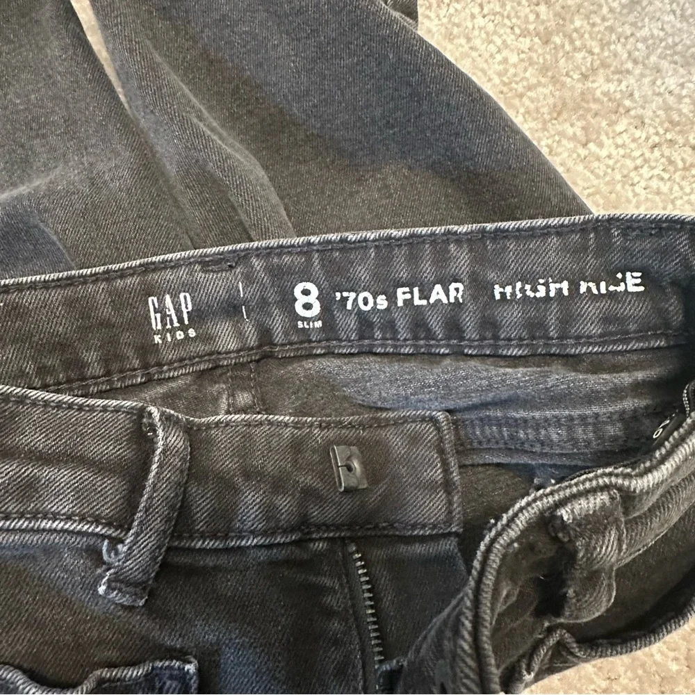 GAP Kids Girls size 8 Slim '70s Flare High Rise High Waist Black Jeans Bell